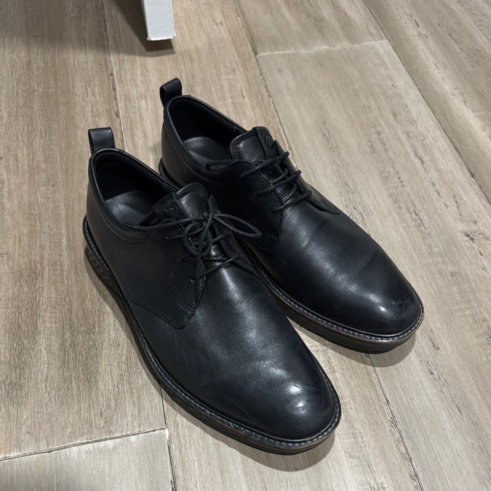 Ecco Black Leather Men's Shoes